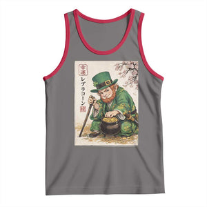 Vintage Japanese Leprechaun St Patricks Day Shamrock Ukiyo e Art Tank Top TS11 Deep Heather Red Print Your Wear