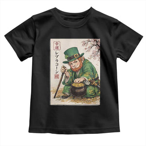 Vintage Japanese Leprechaun St Patricks Day Shamrock Ukiyo e Art Toddler T Shirt TS11 Black Print Your Wear