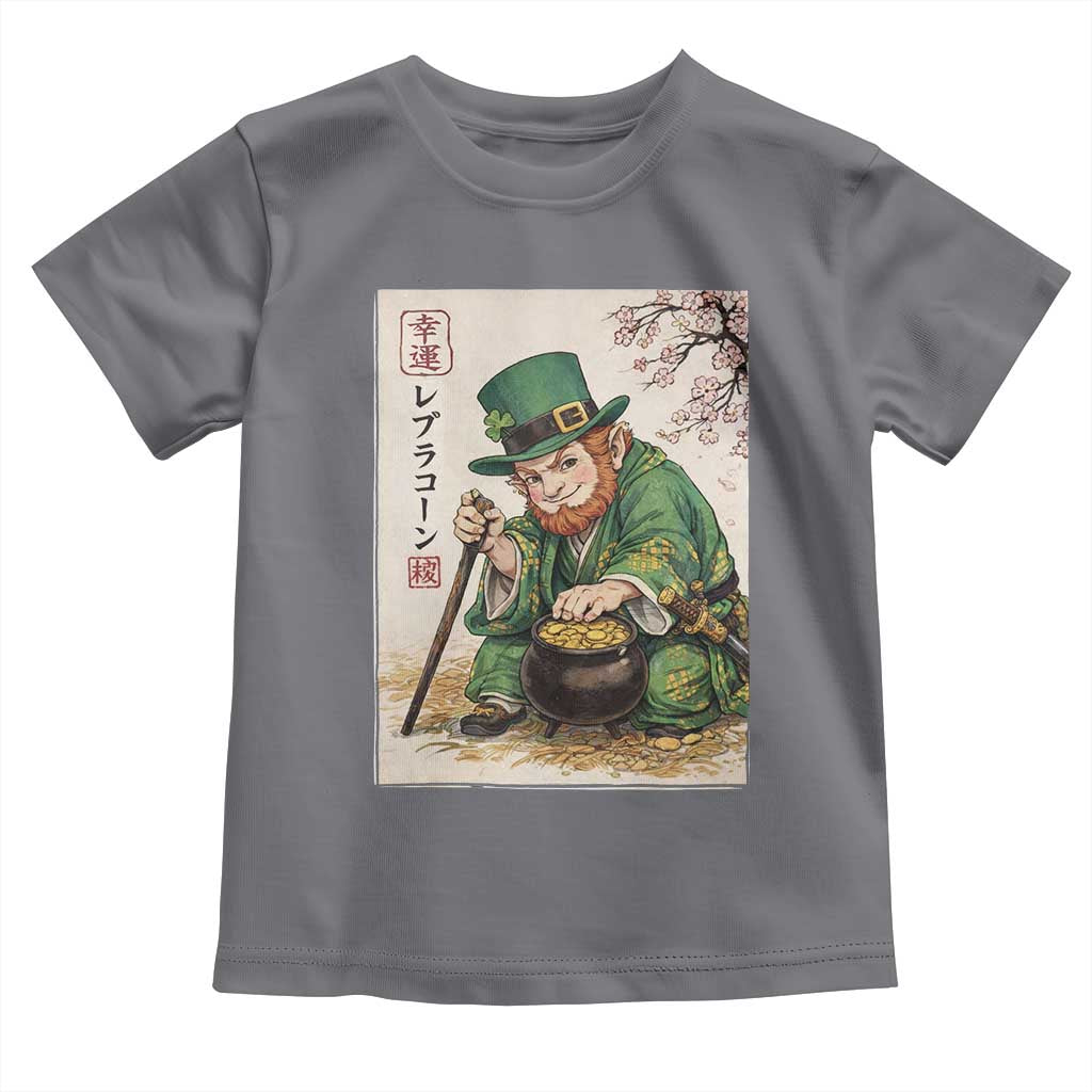 Vintage Japanese Leprechaun St Patricks Day Shamrock Ukiyo e Art Toddler T Shirt TS11 Charcoal Print Your Wear