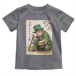 Vintage Japanese Leprechaun St Patricks Day Shamrock Ukiyo e Art Toddler T Shirt TS11 Charcoal Print Your Wear