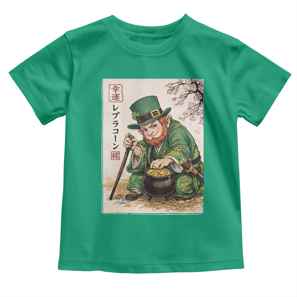 Vintage Japanese Leprechaun St Patricks Day Shamrock Ukiyo e Art Toddler T Shirt TS11 Irish Green Print Your Wear