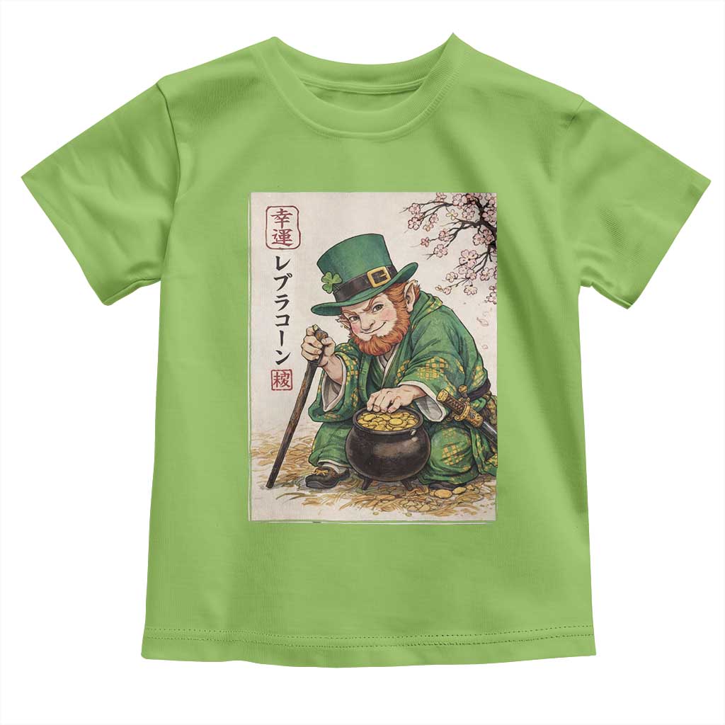 Vintage Japanese Leprechaun St Patricks Day Shamrock Ukiyo e Art Toddler T Shirt TS11 Lime Print Your Wear