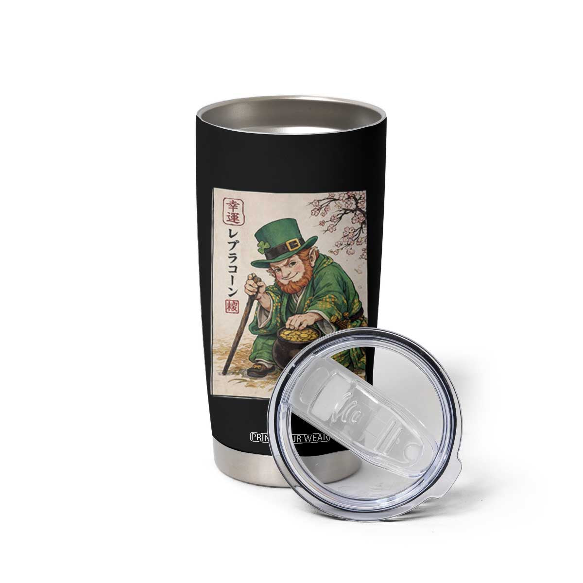 Vintage Japanese Leprechaun St Patricks Day Shamrock Ukiyo e Art Tumbler Cup TS11 Print Your Wear