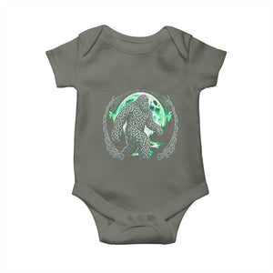 Funny St Patricks Day Bigfoot Celtic Knot Irish Sasquatch Baby Onesie TS11 Military Green Print Your Wear