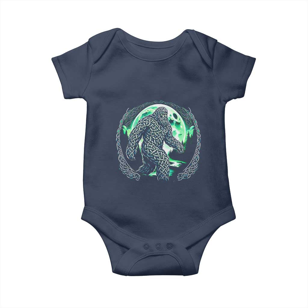 Funny St Patricks Day Bigfoot Celtic Knot Irish Sasquatch Baby Onesie TS11 Navy Print Your Wear