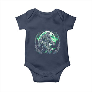 Funny St Patricks Day Bigfoot Celtic Knot Irish Sasquatch Baby Onesie TS11 Navy Print Your Wear