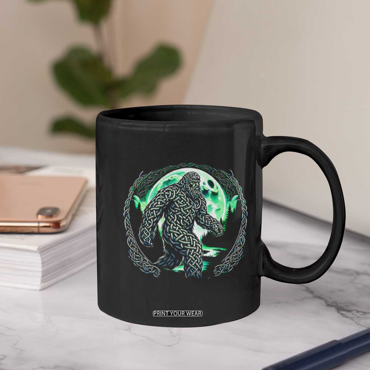 Funny St Patricks Day Bigfoot Celtic Knot Irish Sasquatch Coffee Mug TS11 Print Your Wear