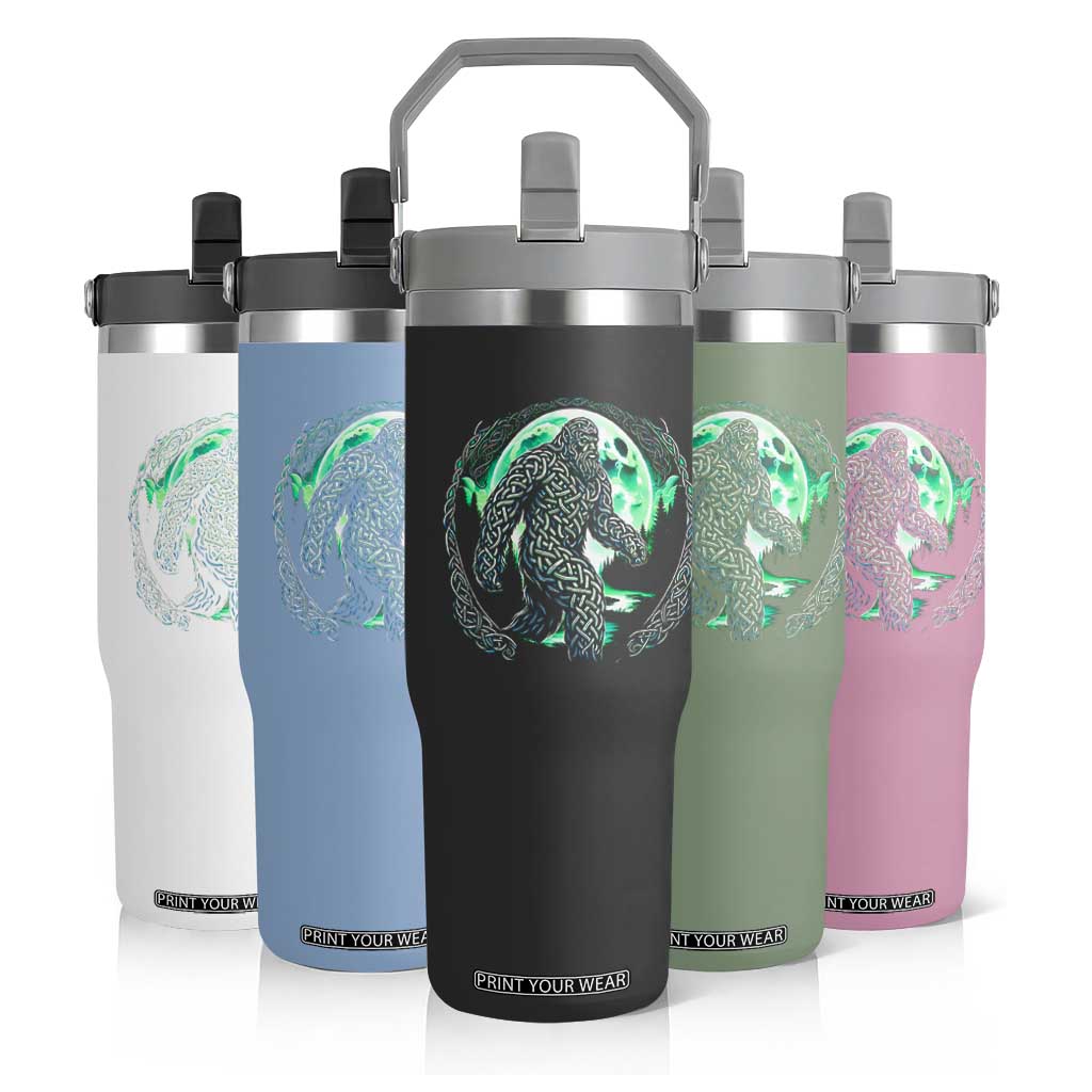 Funny St Patricks Day Bigfoot Celtic Knot Irish Sasquatch Flip Straw Tumbler TS11 Print Your Wear