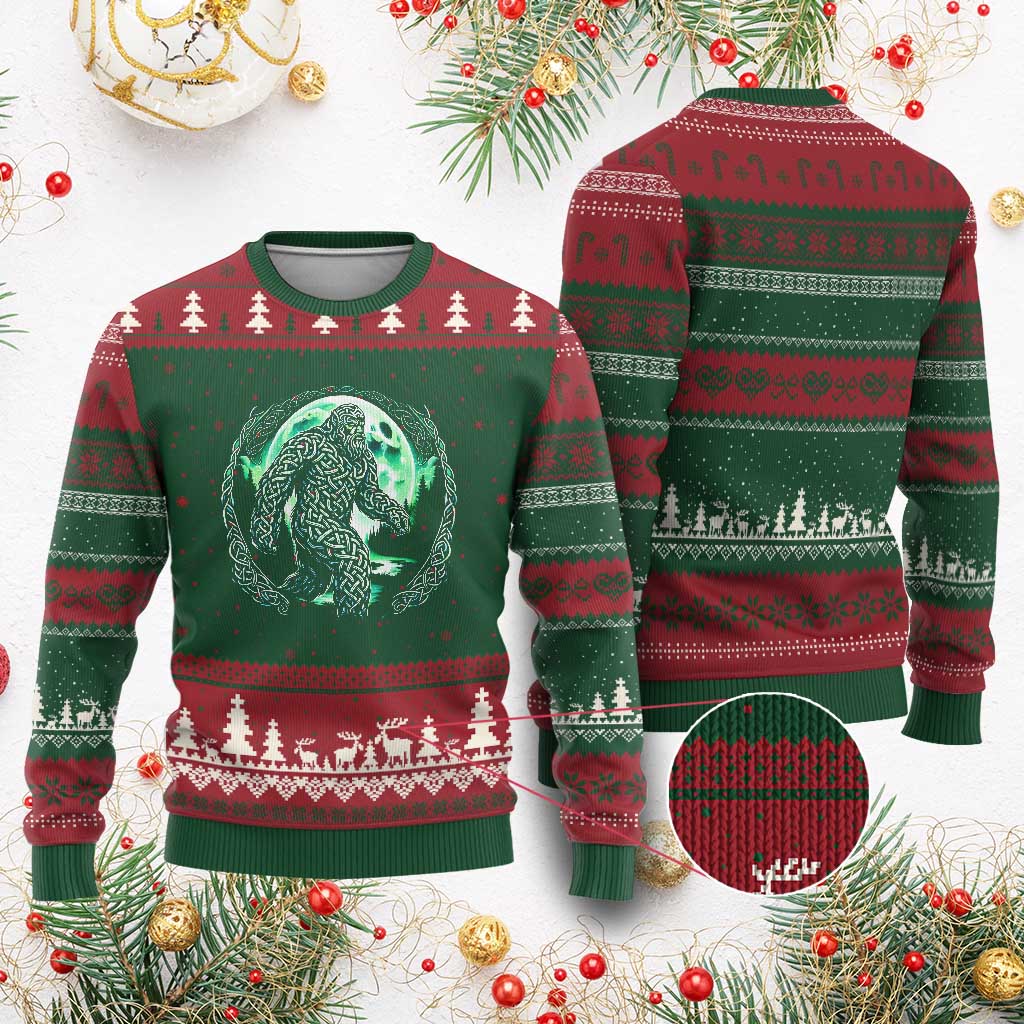 Funny St Patricks Day Bigfoot Celtic Knot Irish Sasquatch Ugly Christmas Sweater TS11 Red Green Print Your Wear