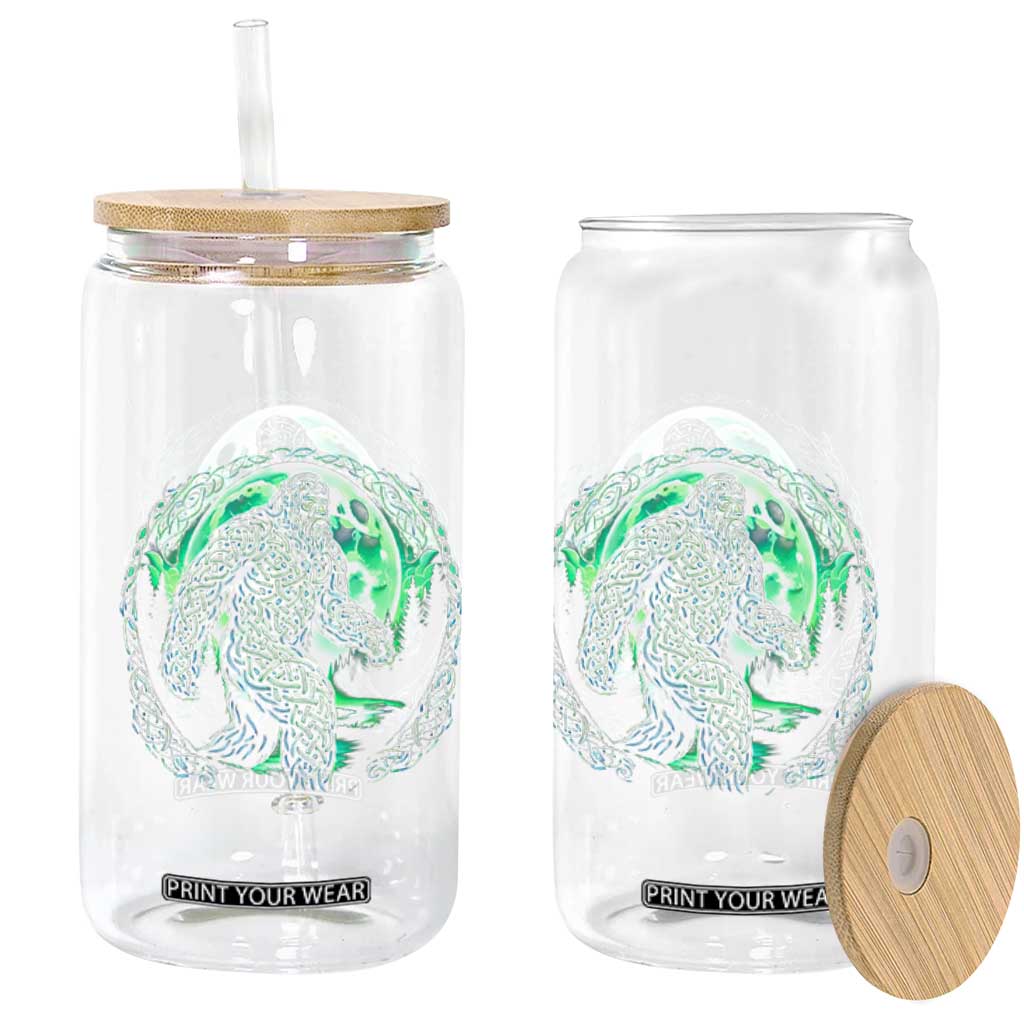 Funny St Patricks Day Bigfoot Celtic Knot Irish Sasquatch Glass Can TS11 Print Your Wear