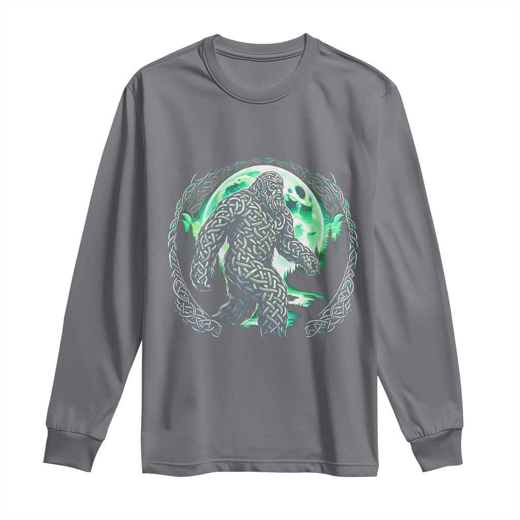 Funny St Patricks Day Bigfoot Celtic Knot Irish Sasquatch Long Sleeve Shirt TS11 Charcoal Print Your Wear