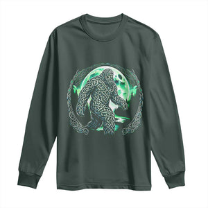 Funny St Patricks Day Bigfoot Celtic Knot Irish Sasquatch Long Sleeve Shirt TS11 Dark Forest Green Print Your Wear