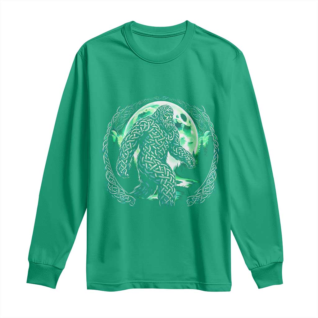 Funny St Patricks Day Bigfoot Celtic Knot Irish Sasquatch Long Sleeve Shirt TS11 Irish Green Print Your Wear