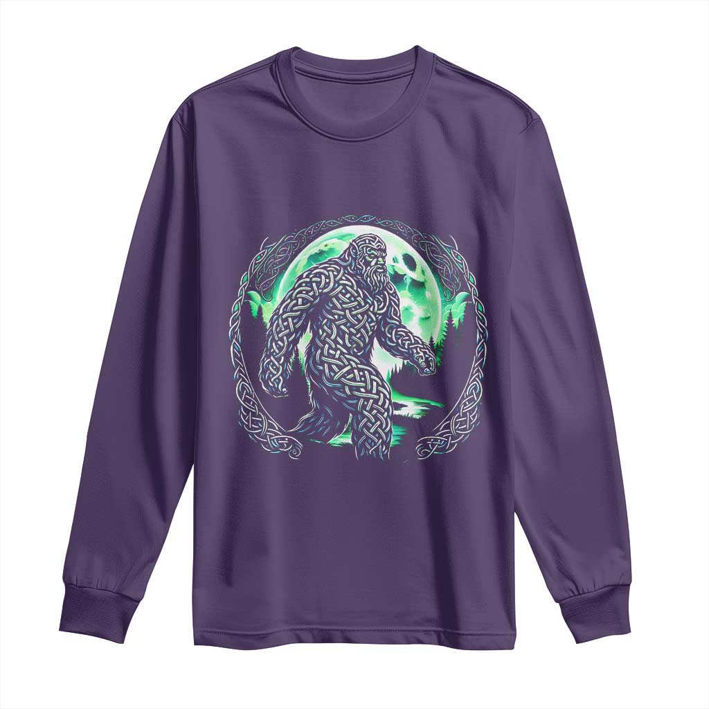 Funny St Patricks Day Bigfoot Celtic Knot Irish Sasquatch Long Sleeve Shirt TS11 Purple Print Your Wear