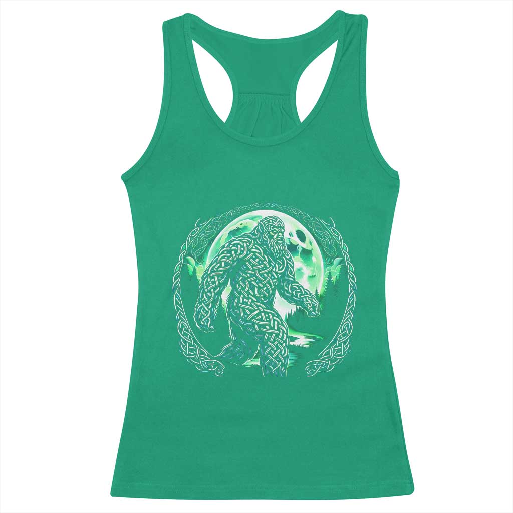 Funny St Patricks Day Bigfoot Celtic Knot Irish Sasquatch Racerback Tank Top TS11 Irish Green Print Your Wear