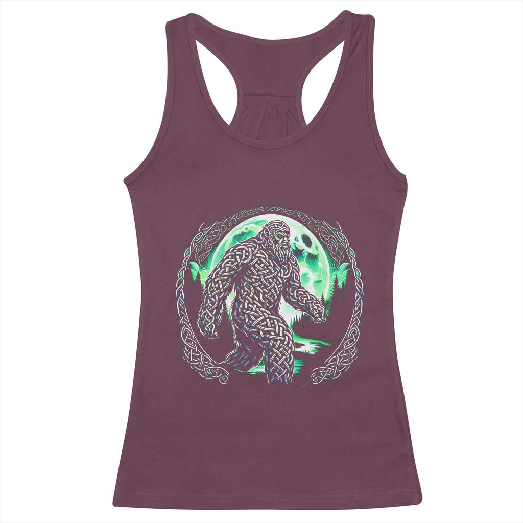 Funny St Patricks Day Bigfoot Celtic Knot Irish Sasquatch Racerback Tank Top TS11 Maroon Print Your Wear