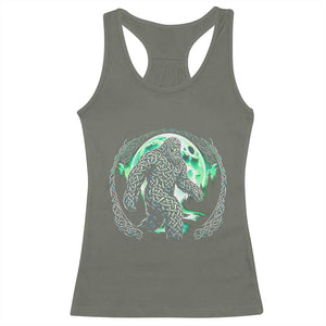 Funny St Patricks Day Bigfoot Celtic Knot Irish Sasquatch Racerback Tank Top TS11 Military Green Print Your Wear