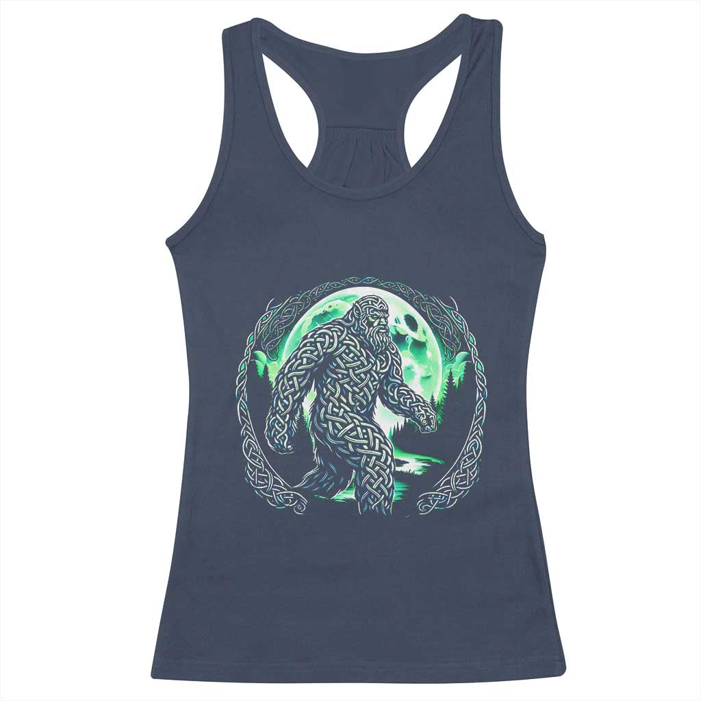 Funny St Patricks Day Bigfoot Celtic Knot Irish Sasquatch Racerback Tank Top TS11 Navy Print Your Wear