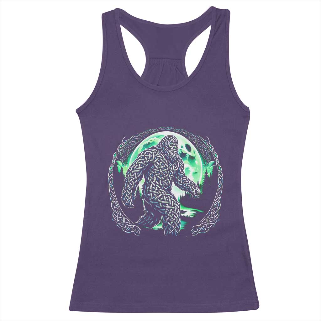 Funny St Patricks Day Bigfoot Celtic Knot Irish Sasquatch Racerback Tank Top TS11 Purple Print Your Wear