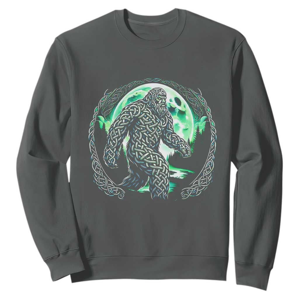 Funny St Patricks Day Bigfoot Celtic Knot Irish Sasquatch Sweatshirt TS11 Dark Heather Print Your Wear