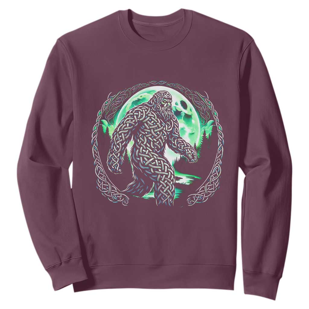 Funny St Patricks Day Bigfoot Celtic Knot Irish Sasquatch Sweatshirt TS11 Maroon Print Your Wear