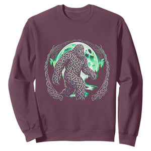 Funny St Patricks Day Bigfoot Celtic Knot Irish Sasquatch Sweatshirt TS11 Maroon Print Your Wear