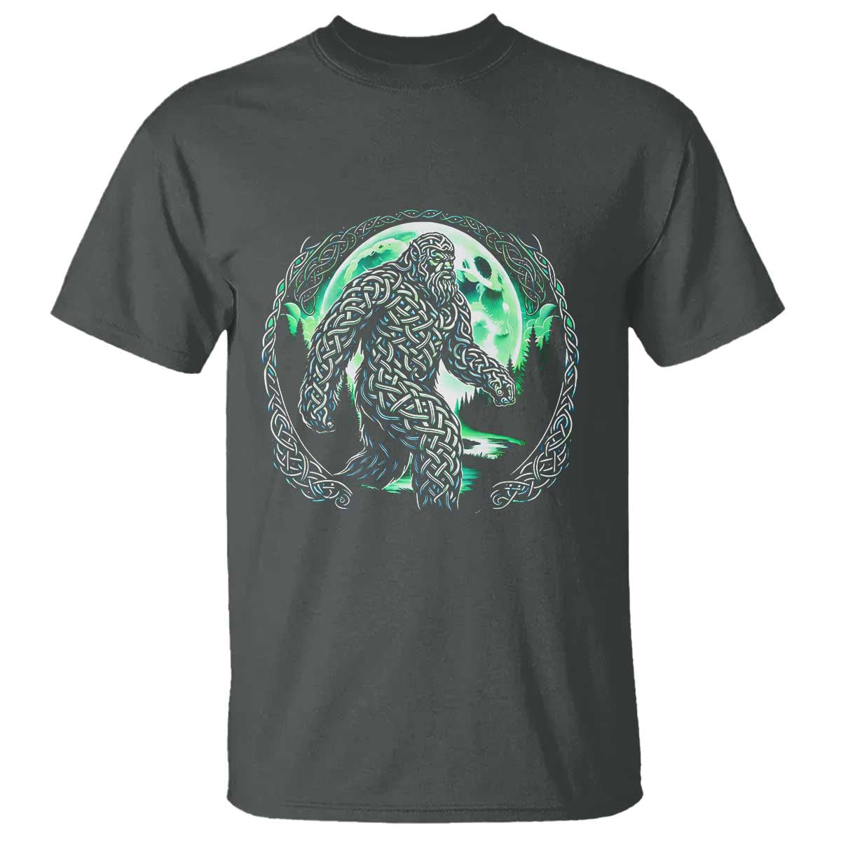 Funny St Patricks Day Bigfoot Celtic Knot Irish Sasquatch T Shirt TS11 Dark Heather Print Your Wear