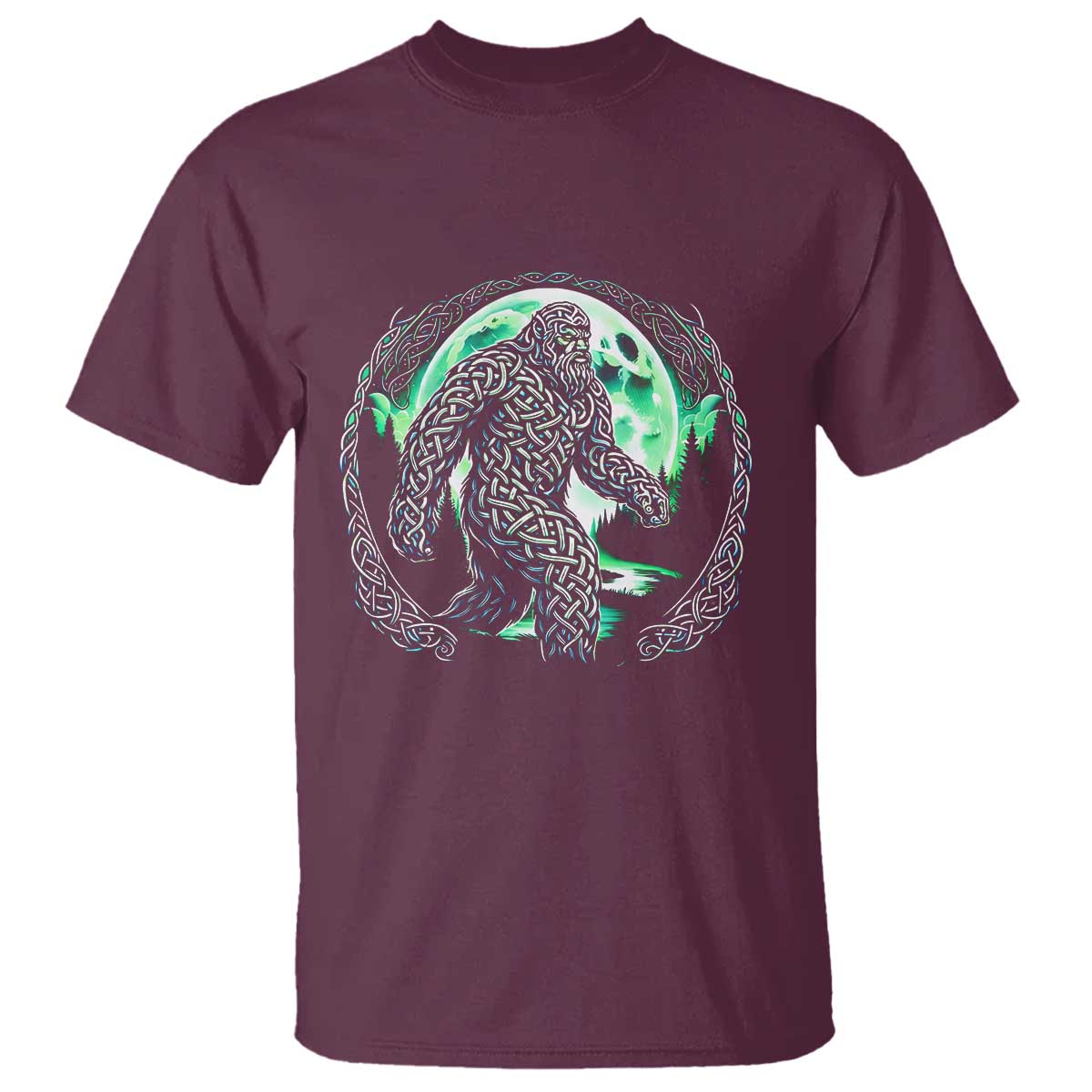 Funny St Patricks Day Bigfoot Celtic Knot Irish Sasquatch T Shirt TS11 Maroon Print Your Wear