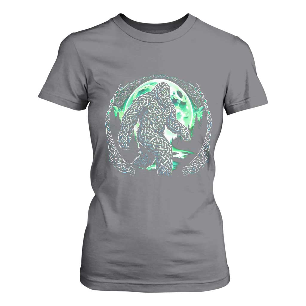 Funny St Patricks Day Bigfoot Celtic Knot Irish Sasquatch T Shirt For Women TS11 Charcoal Print Your Wear