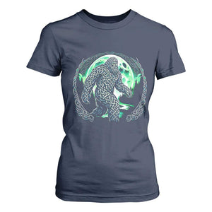 Funny St Patricks Day Bigfoot Celtic Knot Irish Sasquatch T Shirt For Women TS11 Navy Print Your Wear