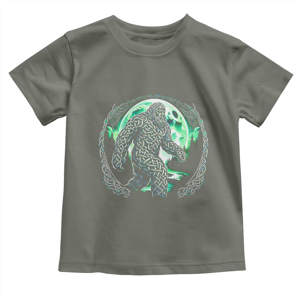 Funny St Patricks Day Bigfoot Celtic Knot Irish Sasquatch Toddler T Shirt TS11 Military Green Print Your Wear
