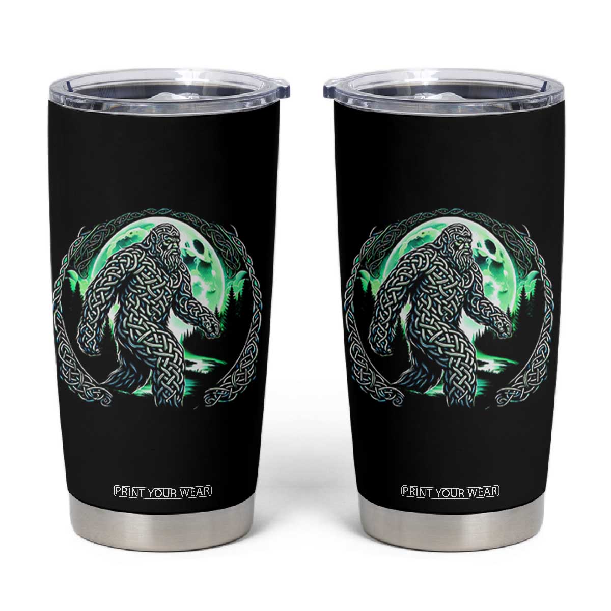 Funny St Patricks Day Bigfoot Celtic Knot Irish Sasquatch Tumbler Cup TS11 Black Print Your Wear