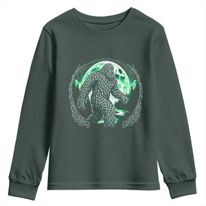 Funny St Patricks Day Bigfoot Celtic Knot Irish Sasquatch Youth Sweatshirt TS11 Dark Forest Green Print Your Wear