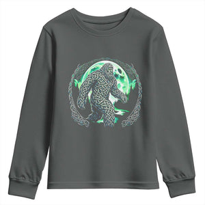 Funny St Patricks Day Bigfoot Celtic Knot Irish Sasquatch Youth Sweatshirt TS11 Dark Heather Print Your Wear