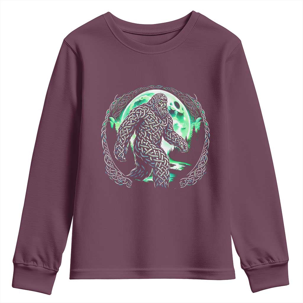 Funny St Patricks Day Bigfoot Celtic Knot Irish Sasquatch Youth Sweatshirt TS11 Maroon Print Your Wear