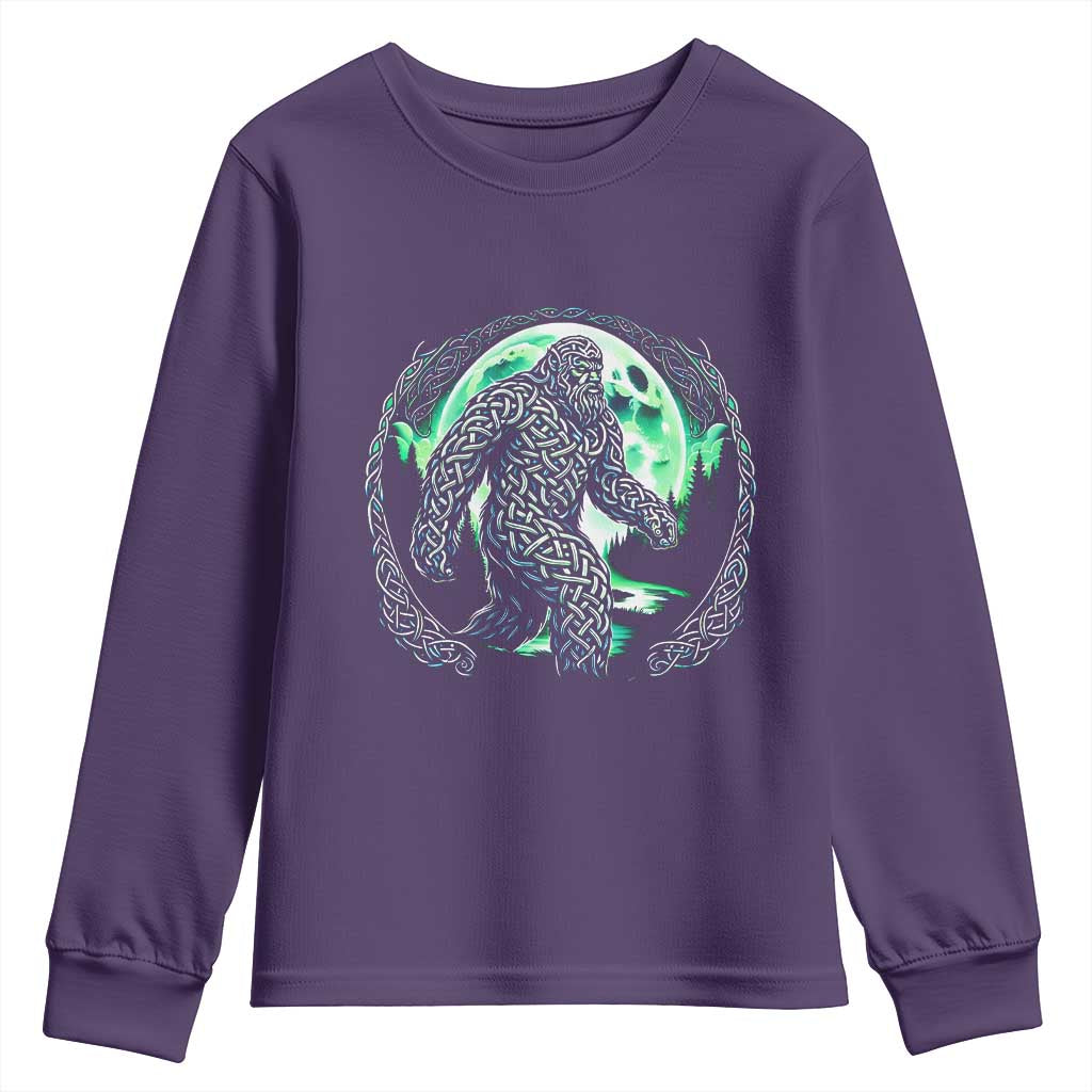 Funny St Patricks Day Bigfoot Celtic Knot Irish Sasquatch Youth Sweatshirt TS11 Purple Print Your Wear