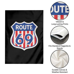 Vintage Route 69 Highway Road Trip Sign Distressed American Flag Garden Flag TS11 Print Your Wear