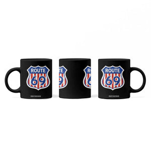 Vintage Route 69 Highway Road Trip Sign Distressed American Flag Coffee Mug TS11 Print Your Wear