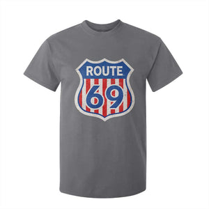 Vintage Route 69 Highway Road Trip Sign Distressed American Flag T Shirt For Kid TS11 Charcoal Print Your Wear