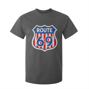 Vintage Route 69 Highway Road Trip Sign Distressed American Flag T Shirt For Kid TS11 Dark Heather Print Your Wear