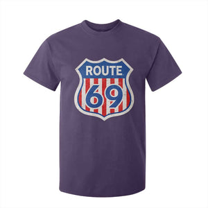 Vintage Route 69 Highway Road Trip Sign Distressed American Flag T Shirt For Kid TS11 Purple Print Your Wear