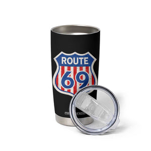 Vintage Route 69 Highway Road Trip Sign Distressed American Flag Tumbler Cup TS11 Print Your Wear