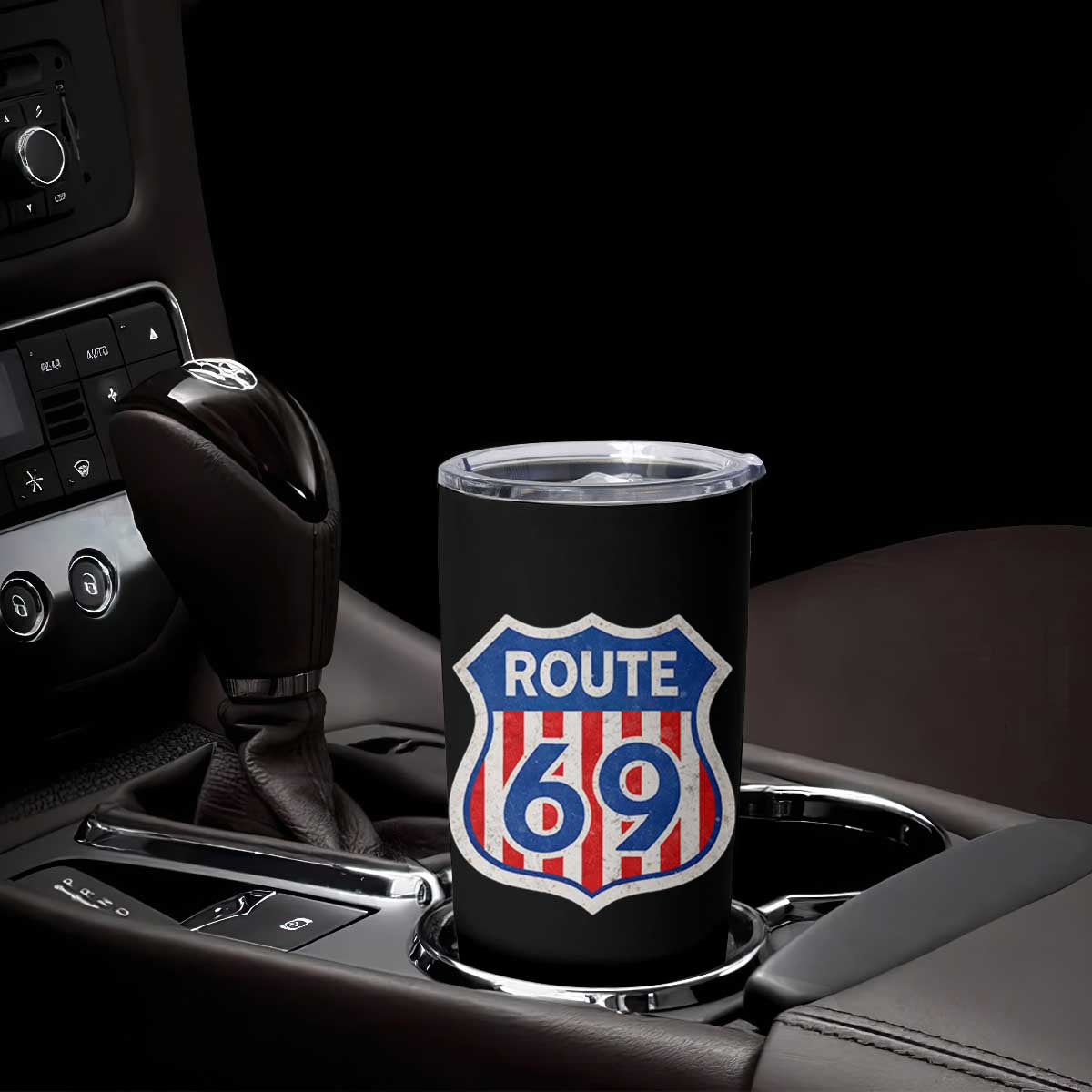 Vintage Route 69 Highway Road Trip Sign Distressed American Flag Tumbler Cup TS11 Print Your Wear
