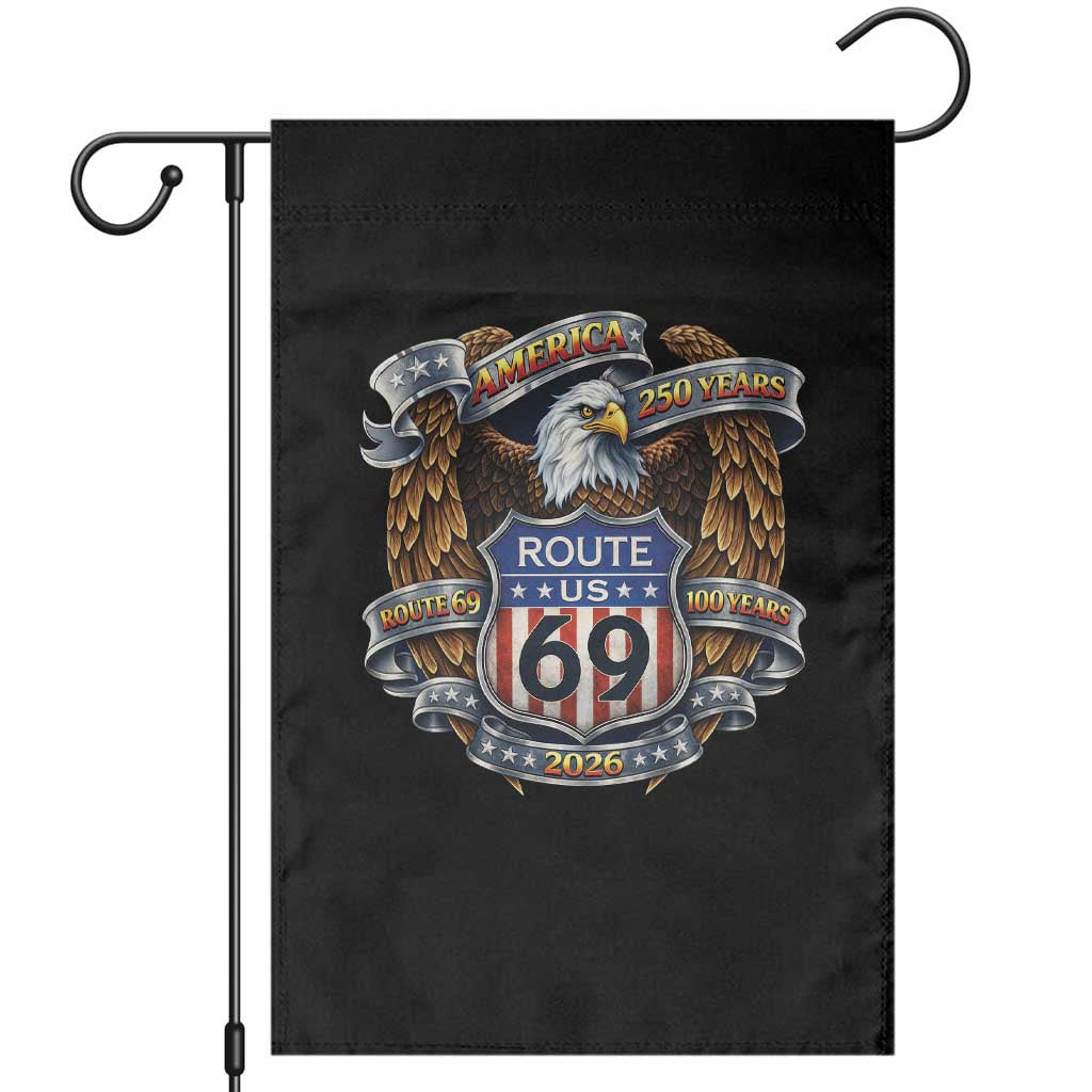 250 Years Of America 100 Years Of Route 69 Garden Flag Bald Eagle Vintage American Flag TS11 Black Print Your Wear