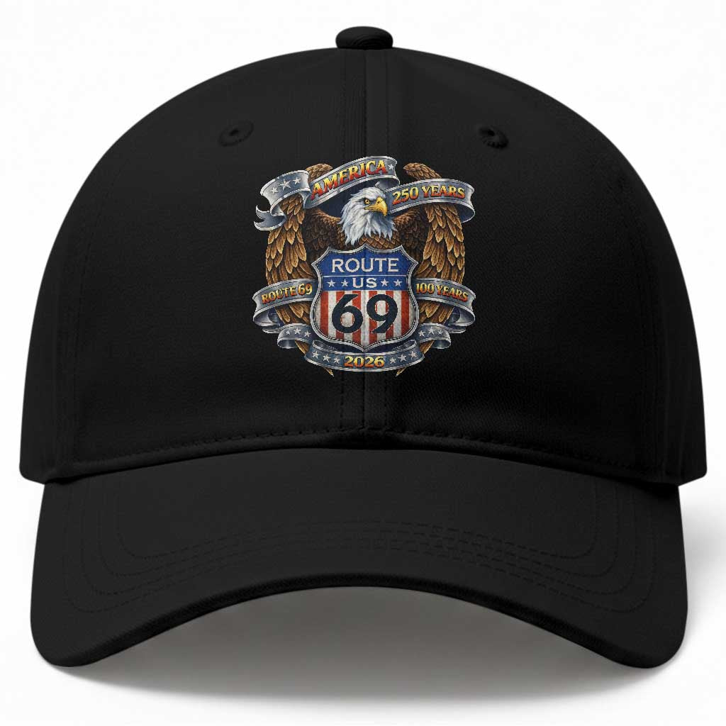 250 Years Of America 100 Years Of Route 69 Baseball Cap Bald Eagle Vintage American Flag TS11 Print Your Wear
