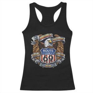 250 Years Of America 100 Years Of Route 69 Racerback Tank Top Bald Eagle Vintage American Flag TS11 Black Print Your Wear