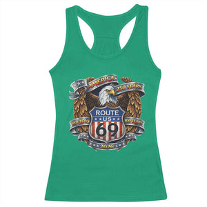 250 Years Of America 100 Years Of Route 69 Racerback Tank Top Bald Eagle Vintage American Flag TS11 Irish Green Print Your Wear