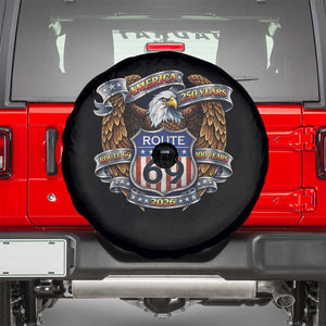 250 Years Of America 100 Years Of Route 69 Spare Tire Cover Bald Eagle Vintage American Flag TS11 Black Print Your Wear