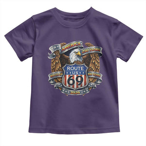 250 Years Of America 100 Years Of Route 69 Toddler T Shirt Bald Eagle Vintage American Flag TS11 Purple Print Your Wear