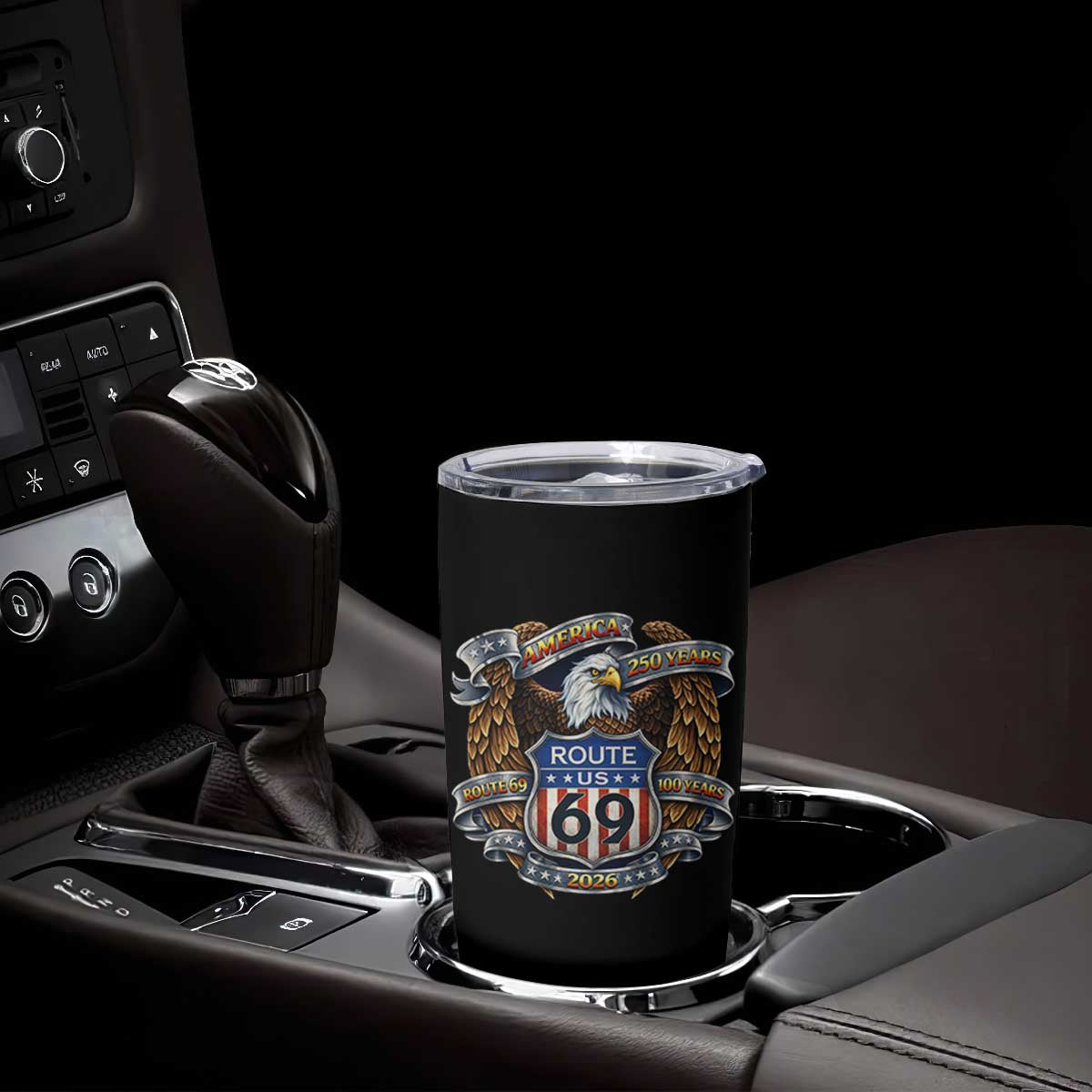 250 Years Of America 100 Years Of Route 69 Tumbler Cup Bald Eagle Vintage American Flag TS11 Print Your Wear